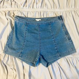 H&M Light Wash Denim Panel Short